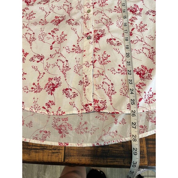 Lucky Brand Shirt Womens XL White Red Floral Button Up Long Sleeve Boho Top - Picture 7 of 7